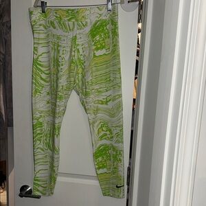 Nike Lime Green and White Swirl Leggings